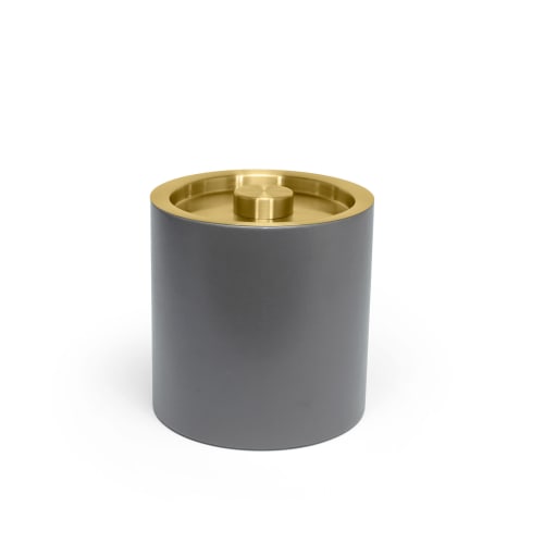 London Ice Bucket 3.5 Quart Round, Smoke with Matte Brass Lid